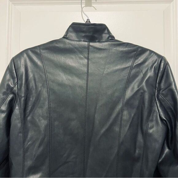 Cole Haan Signature Women’s Faux Vegan Leather Jacket Quilted Lining Size Large - Picture 9 of 13